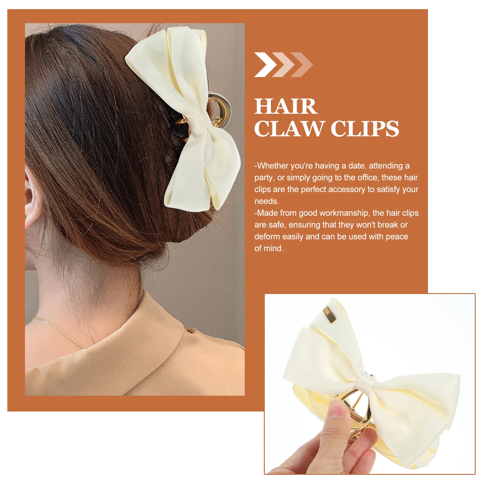 

2pcs Large Bow Hair Clips Women Milk White Black Butterfly Bows Claw Clips for Thick Thin Hair Styling Tools Accessories