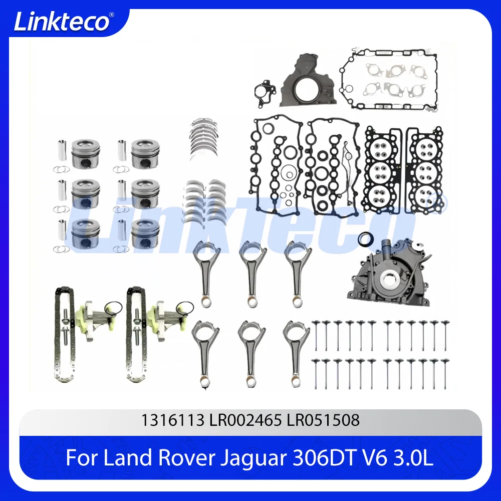 

Engine Piston Rebuild Gakset Kit Crankshaft Rod Bearing Set Fit 3.0 T L For 306DT Diesel Land Rover Range Discovery Jaguar XF