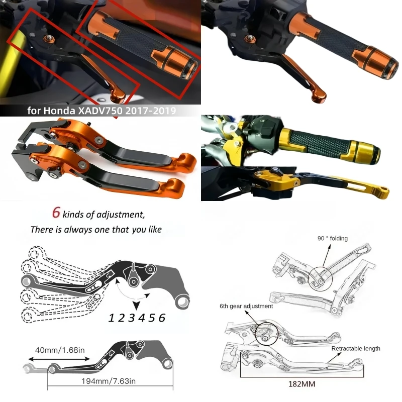 Motorcycle Adjustable Folding Brake Clutch Levers Extendable Handlebar Hand Grips Accessories for Honda 750 XADV750 2017-2019 4