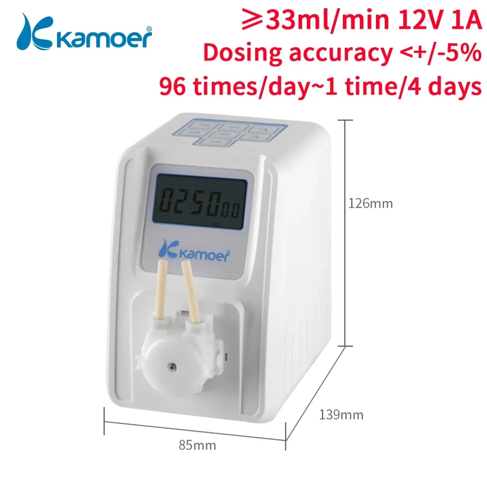 Kamoer 33ml/min KSP-F01A Peristaltic Dosing Pump 12V DC Motor LCD Screen High Precision Doser for Aquarium Circulation Pump