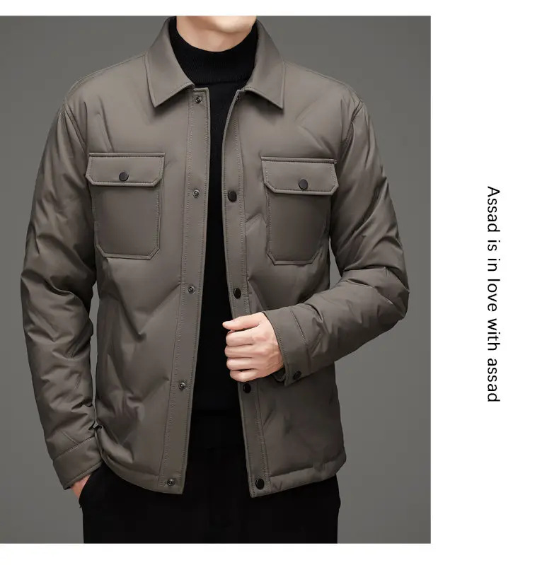 Men's 50% White Duck Down down coat 2026 winter turndown collar warm Down Jackets men fashion light and thin Jacket M-4XL