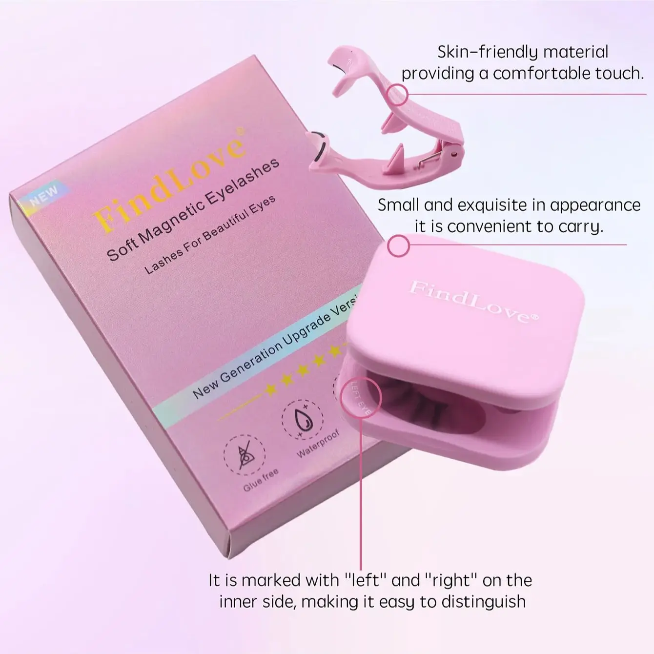 FindLove Soft Magnetic Lashes Reusable Magnetic Eyelash Extension Set With Wearing Clip Eyelash Styling Gel Natural Soft Lashes