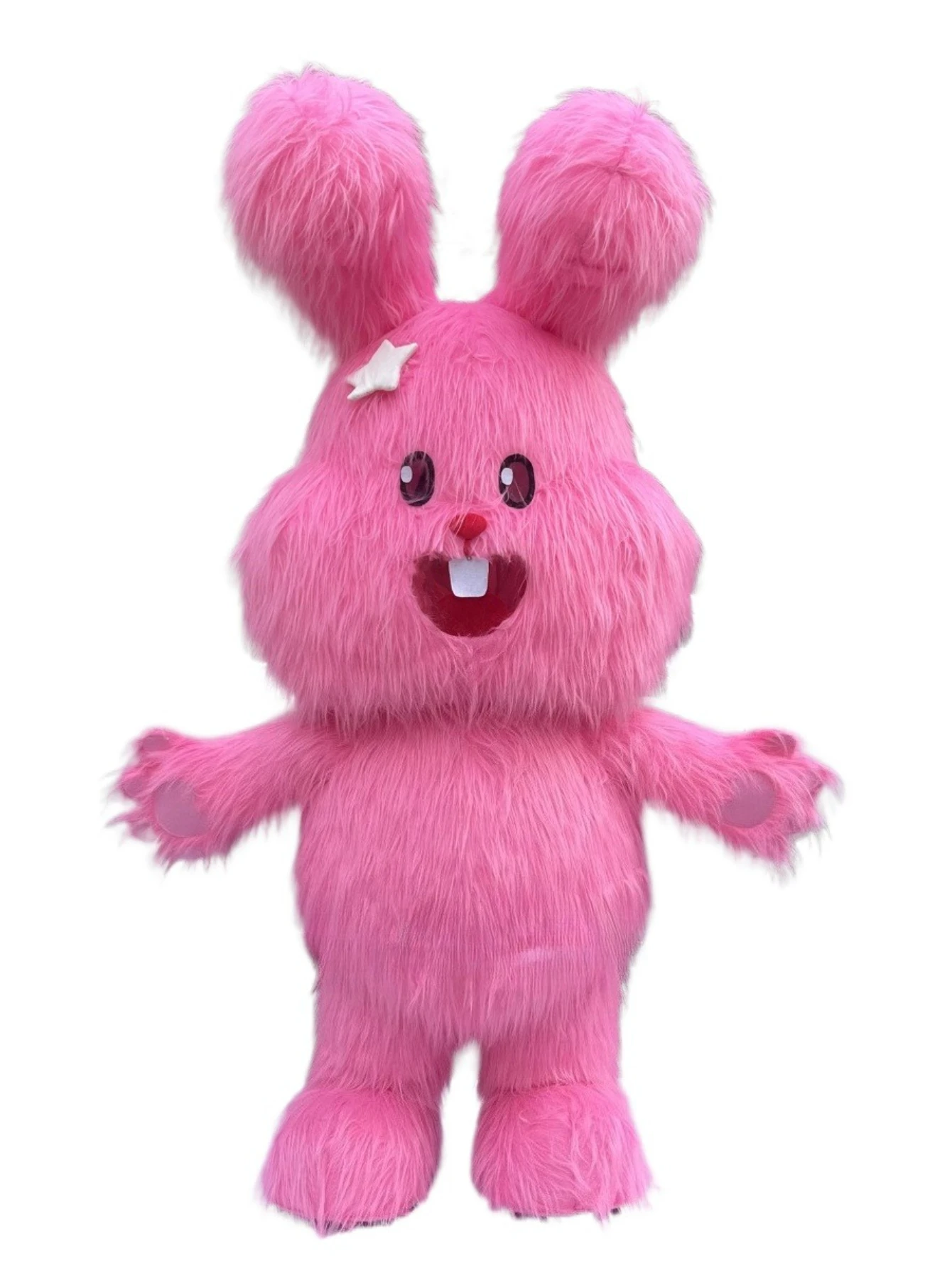 Aufblasbares rosa Osterkaninchen-Maskottchen-Kostüm für Erwachsene, Weihnachtsfeier, Maskottchen-Anzug ohne Batterie