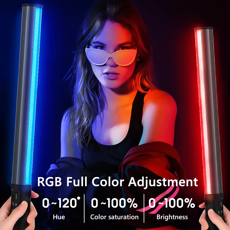 LP430 RGB Colorful Stick Handheld Tube Light Wand 2500K-9900K LED Video Light CRI 95+ Photography Studio Lamp 1000LM 2600mAh