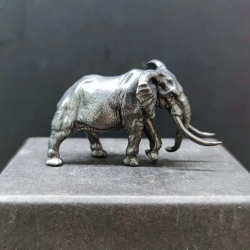 Solid Brass Mini Mammoth Elephant Statue - Vintage Metal Beast Figurine for Fish Tank Landscape & Desktop Decor