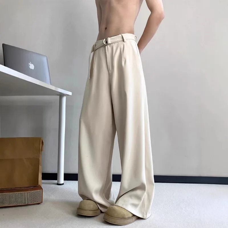 Scimitar Trousers Men Spring Loose High-End Casual Trendy American Style Draped Wide-Leg Pants