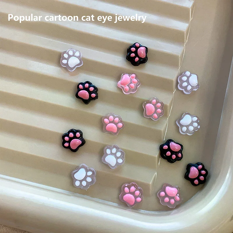10PCS 3D 10Pcs New For Manicure Salon Fashion Cat Paw Nail Charm Resin Cartoon Manicure Ornaments Mini Nail Art Decoration