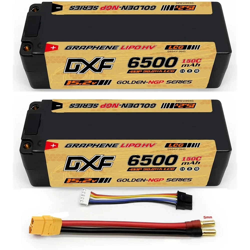 DXF 6500mAh 4S 15.2V 150C Grade A Lipo Battery LCG HV Battery Hardcase with XT90 EC5 Connector for RC Model Car Boat Truck