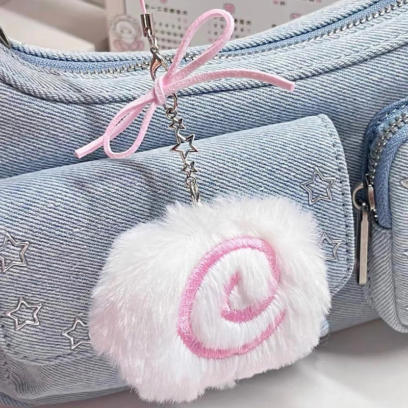 △ Cute Plush Squid Roll Keychain Fluffy Soft Anime Stuffed Toy Backpack Bag Charm Pendant Adorkable Lovely Gift