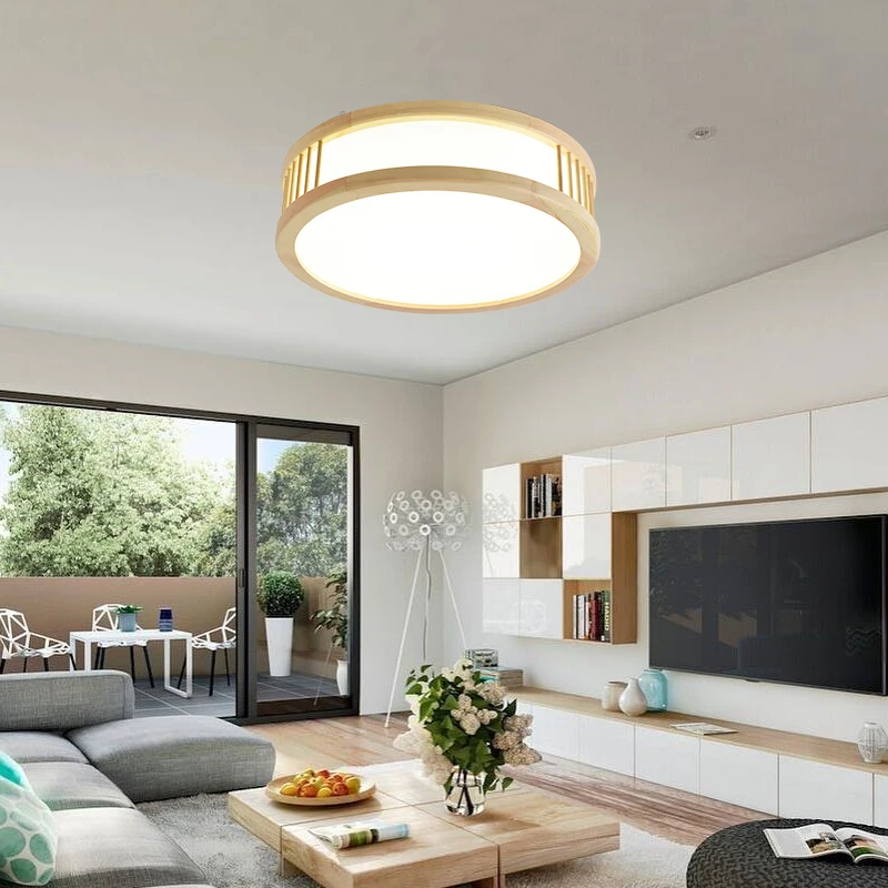 

Japanese Style Bedroom Log Ceiling Lamp Simple Tatami LED Lamp for Bed & Breakfast Solid Wood Living Room Artistic Lighting