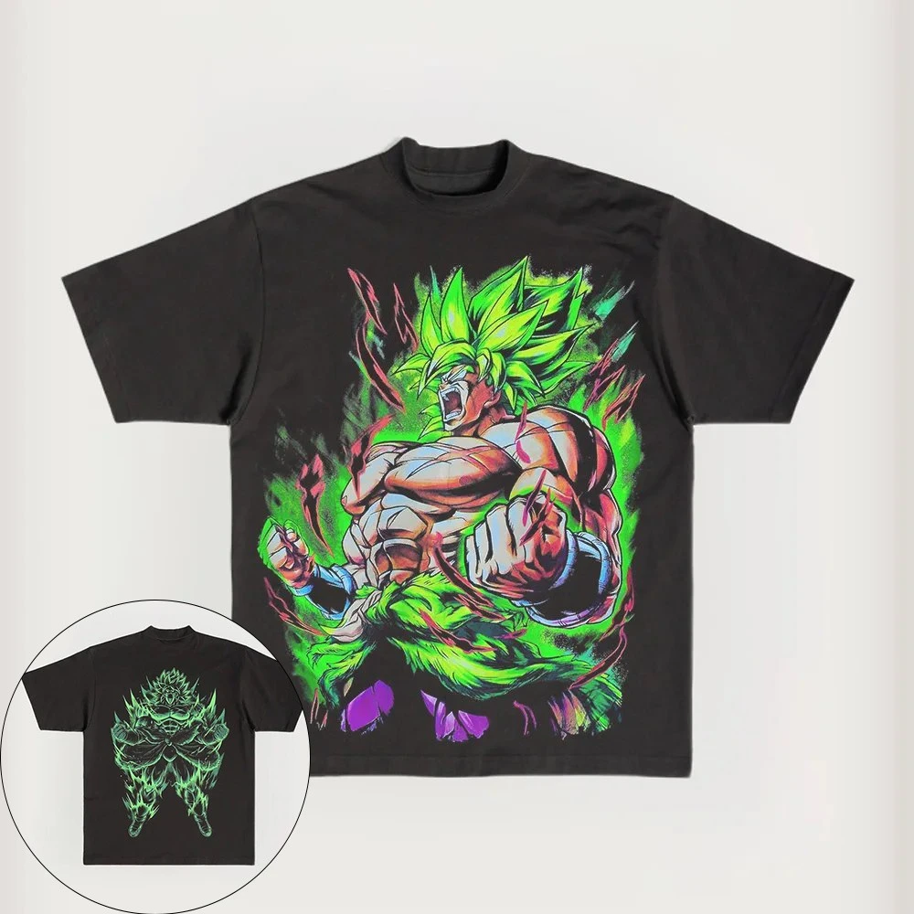 Bandai Genuine Dragon Ball Z Super Saiyan Wukong Men's Loose Edition Street T-Shirt Summer Casual Animation Printed Cotton Top