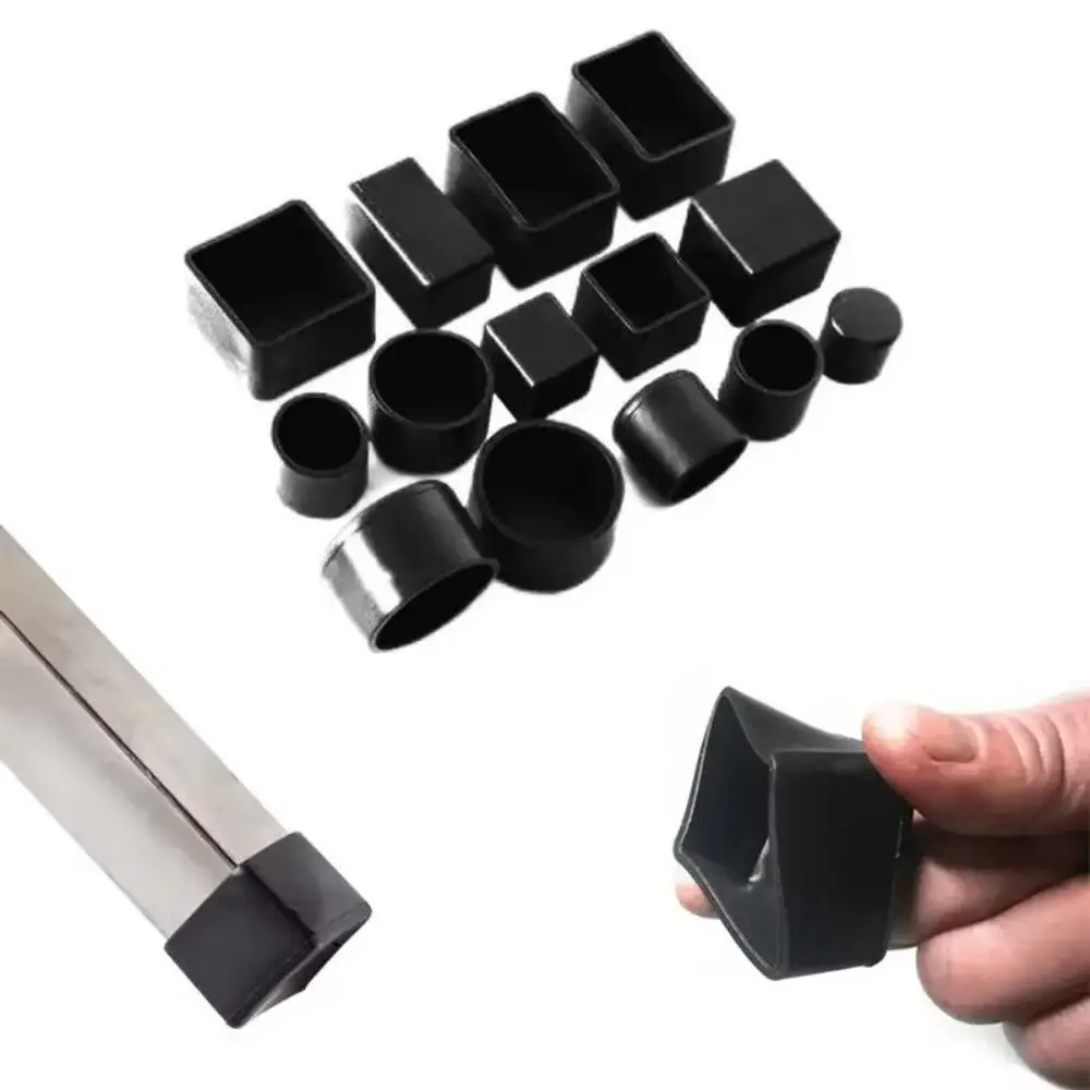 Foot Socks Square Chair Leg Caps Round Black Furniture Leveling Feet Non-slip Floor Protector Pads Floor Protection image 3