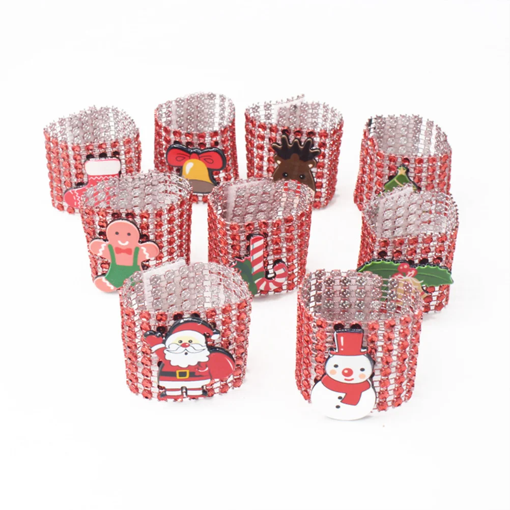 

9 Pcs Christmas Dinner Table Decor Decorative Napkin Ring Decoration Party Eye-catching