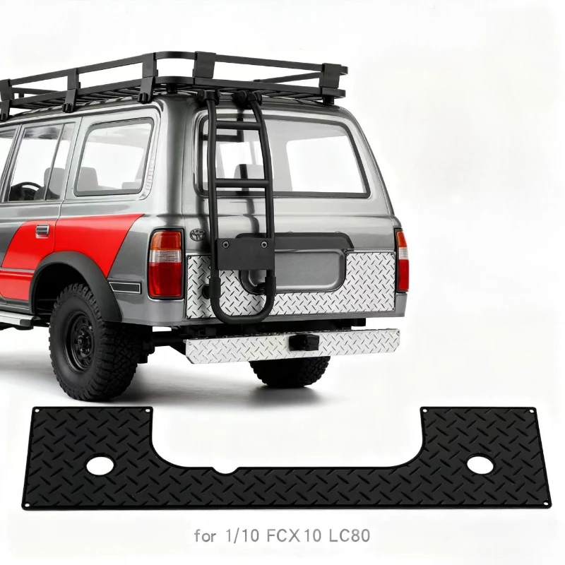 Placa de deslizamiento inferior para puerta trasera, modificación protectora de acero inoxidable para coche trepador de control remoto 1/10 FCX10 LC80, accesorios mejorados, 1 Uds.