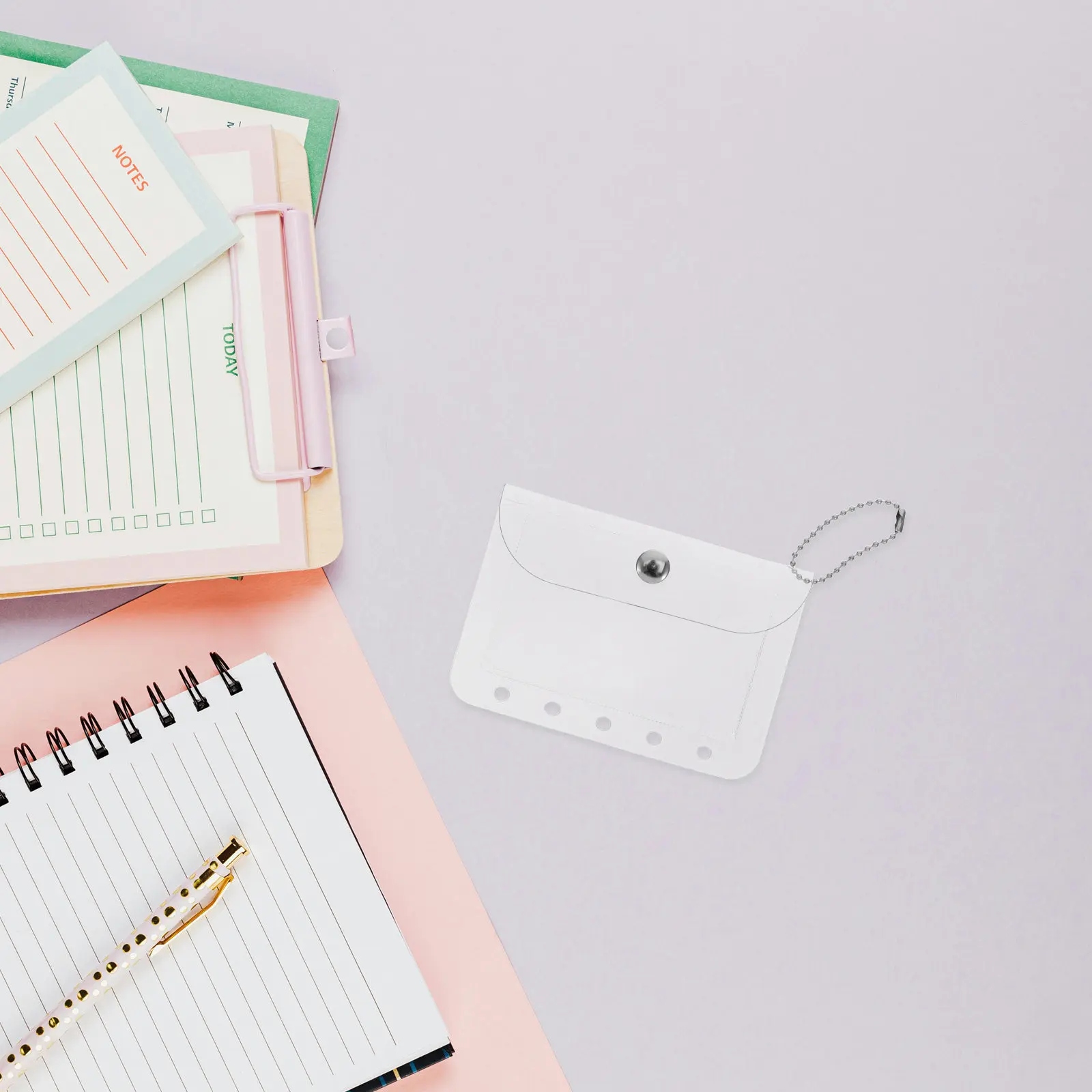 4Pcs Binder Pockets Clear Mini Waterproof Buckle Loose Leaf Filing Bag 5 Ring Cash Envelope Budget Organizer Photo Sleeve view 4