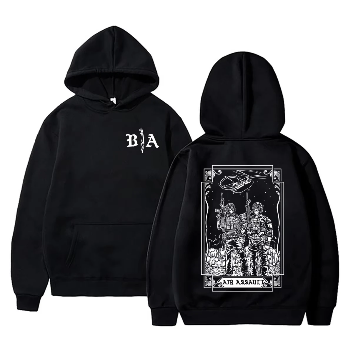 Brothers in Arms Air Assault Graphic Mens Womens Oversize Hoodie Streetwear Daily Casual Pullover Outfit Sportwear Sweatshirt