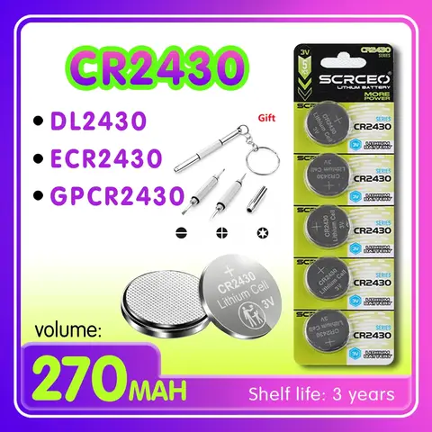 2PCS-10PCS CR2430 DL2430 ECR2430 GPCR2430 1.5V lithium manganese dioxide button battery, suitable for calculators, watches
