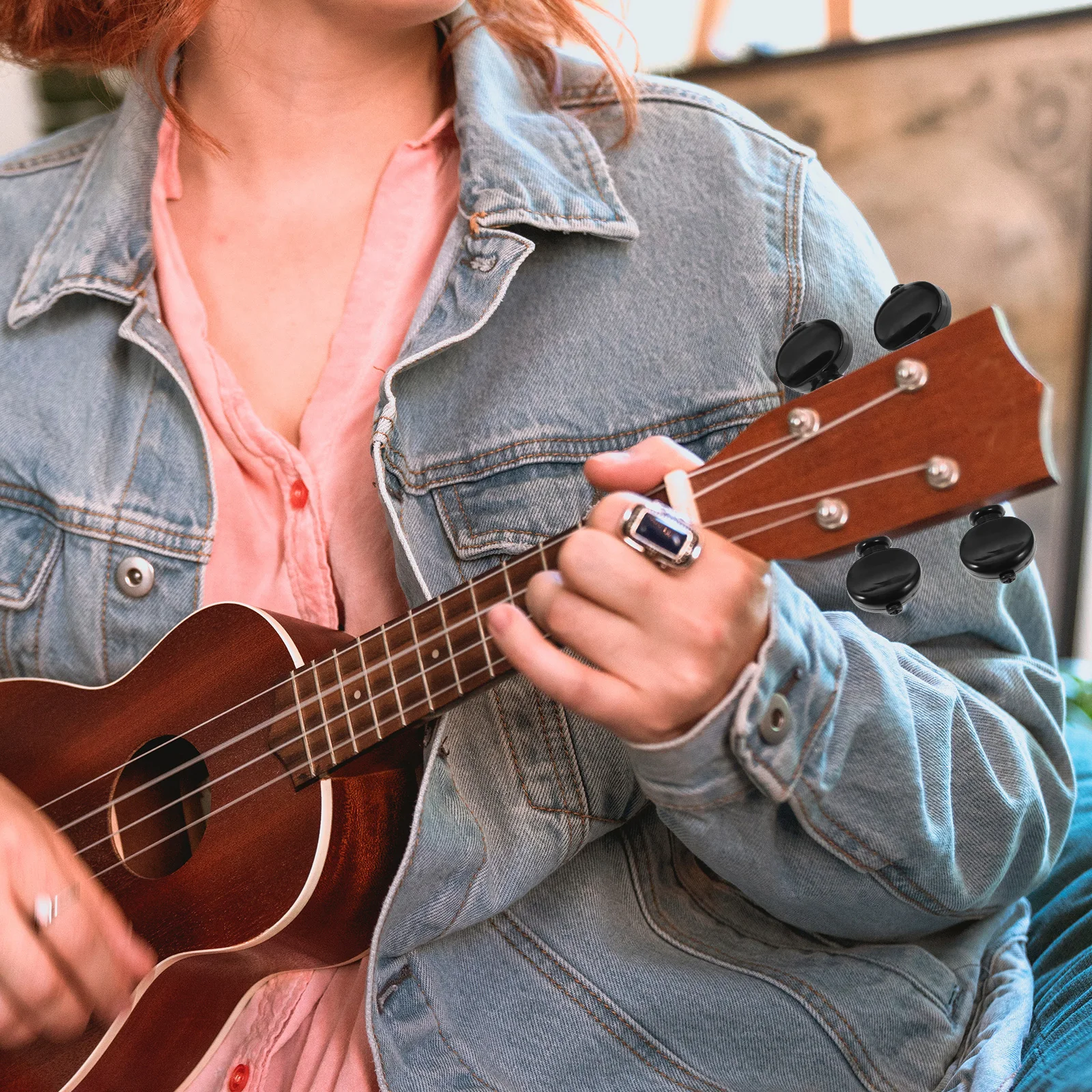 

4Pcs White Ukulele Tuning Machines Steel Pegs for Guitar Mandolin Banjo Key Tuner with Plastic Button Friction Style Pins