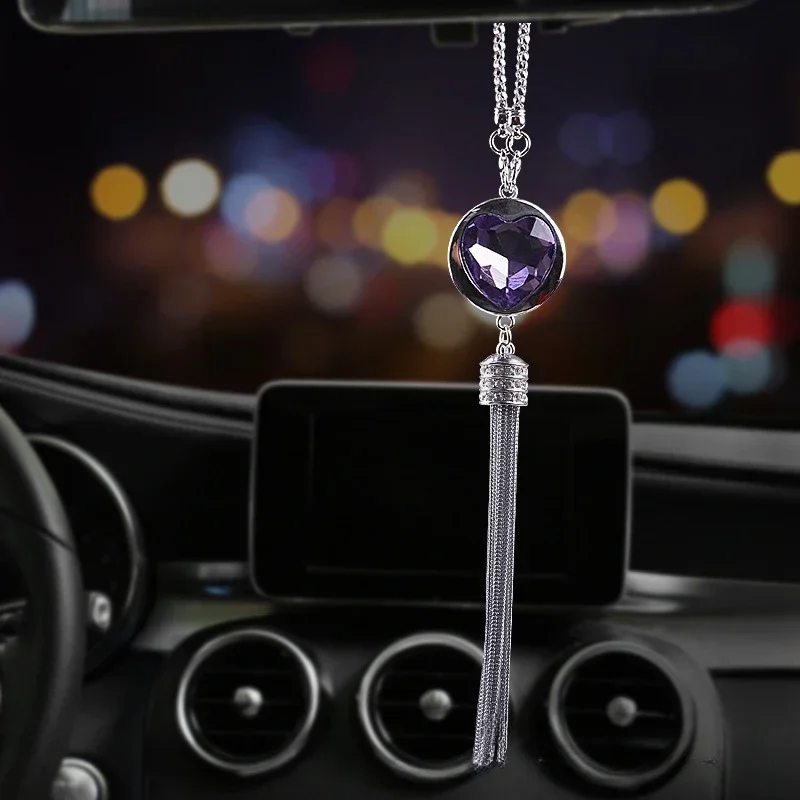 Creative Car Ornaments Bling Diamond Decor Trim Rearview Mirror Hanging Pendant Crystal Rhinestone Auto Interior Accessories