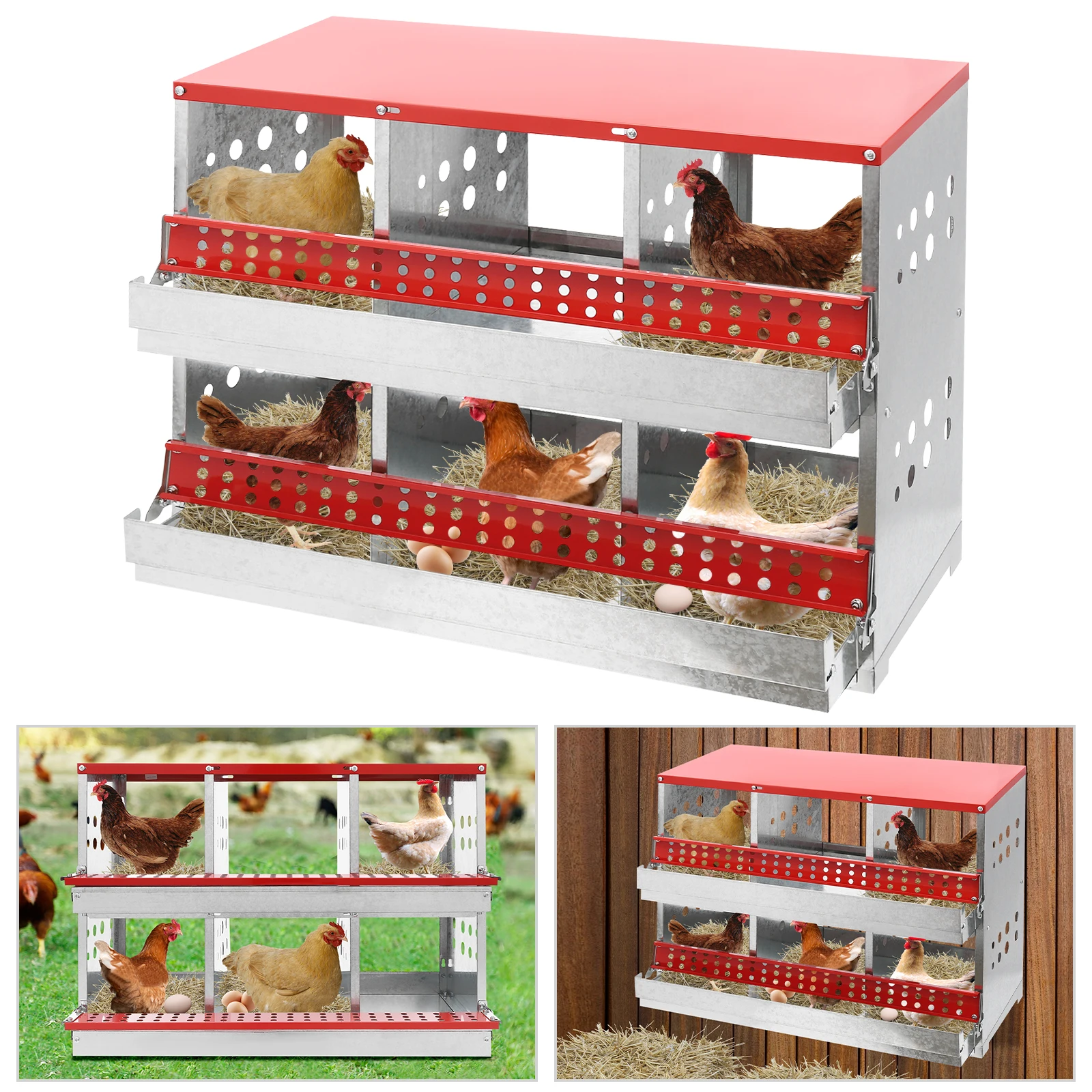 

Двухуровневые гнездовые ящики для кур на 6 отверстий, гнезда для откладывания яиц для кур, ящик для откладывания яиц в курятнике для куриц