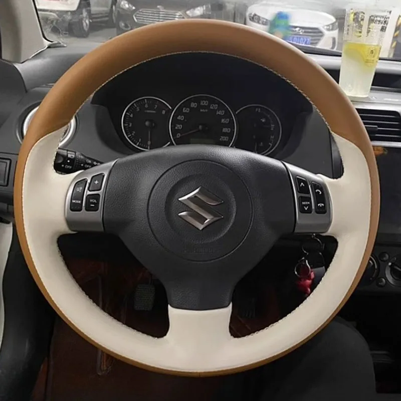 

Для Suzuki SX4 Alto Old Swift Opel Agila, сшитый вручную нескользящий черный, коричневый, натуральная кожа, чехол на руль автомобиля