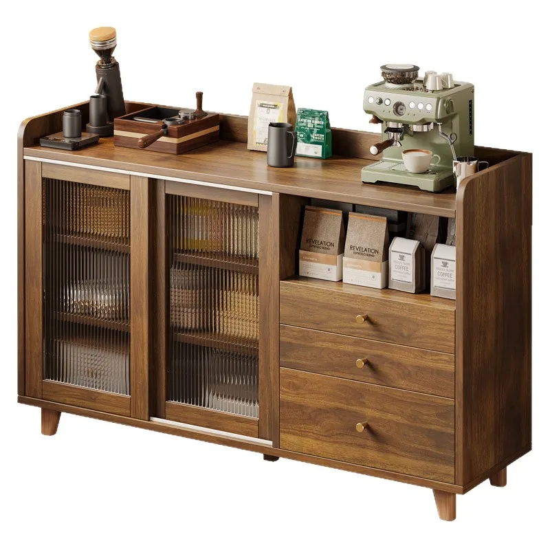 

Japanese-style dining side cabinet integrated against the wall, living room against the wall, tea cabinet, kitchen locker