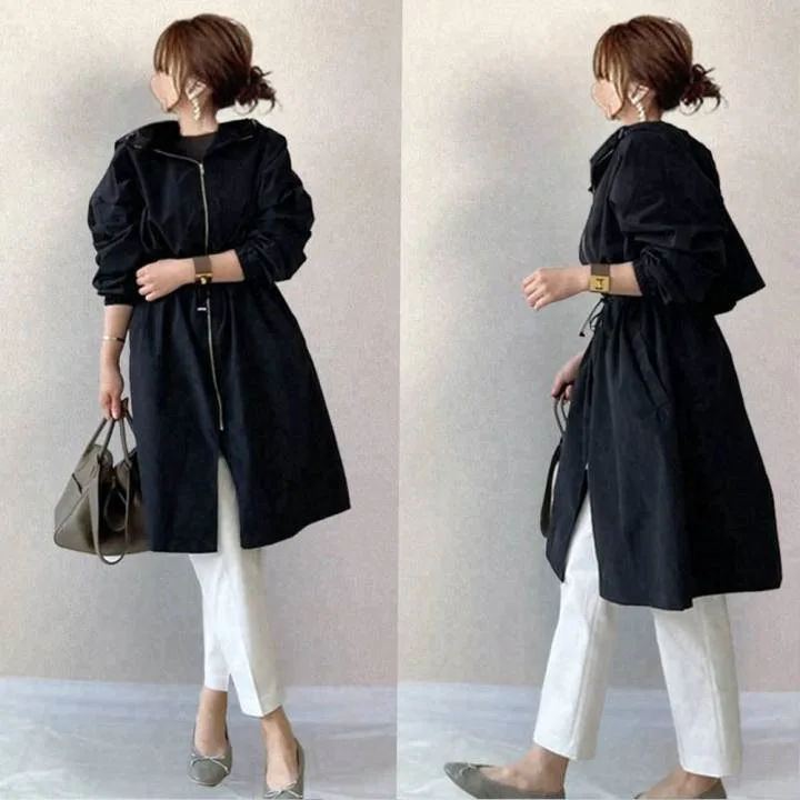 

Новинка весны 2025 года, повседневный плащ средней длины с капюшоном