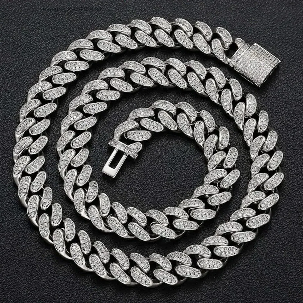 

Китайский производитель ювелирных изделий, роскошная 12 мм позолоченная стерлингового серебра 925 пробы, Vvs, муассанит, бриллиант, кубинская цепочка Майами