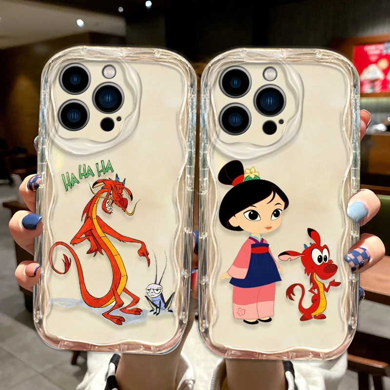 Disney Mulan Mushu Phone case For Apple iPhone 15 14 13 12 11 Pro X XR XS Max Plus 8 7 Plus SE Wave Oil Cover