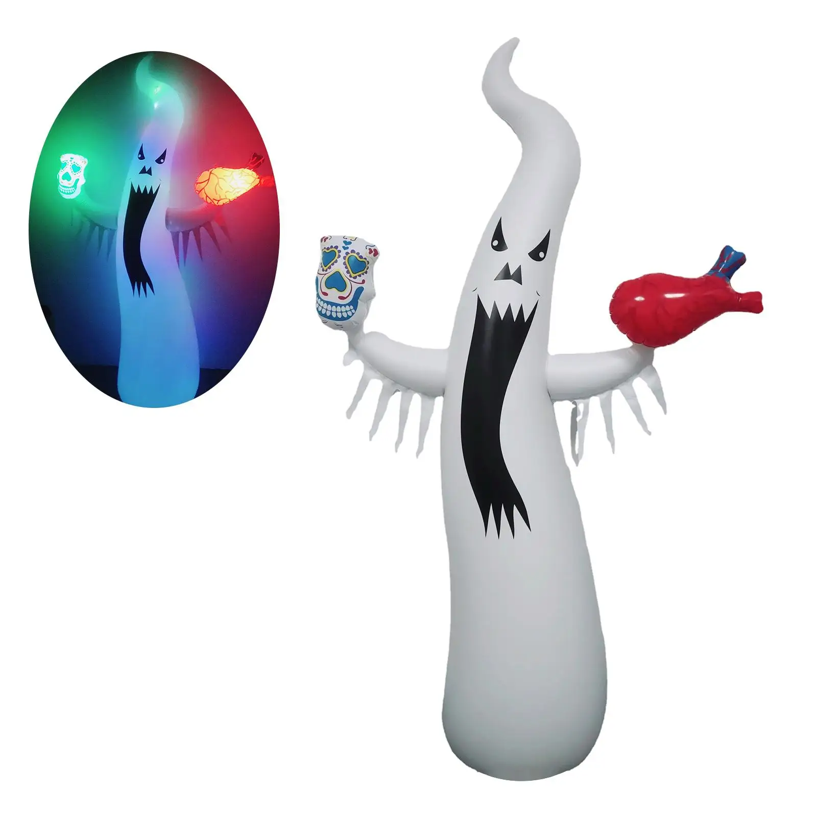 2.1 Meters Inflatable Decor Vivid Unique White Halloween Inflatable Scary Specter for Atmosphere Supplies Lawn yard Indoor