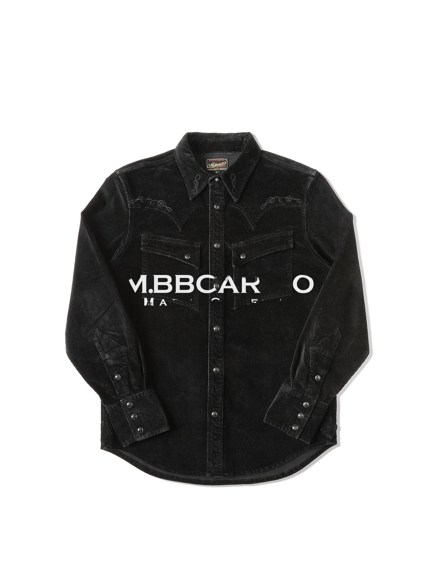 

MBBCAR Western Series Narrow Waed Corduroy Basic Sle irt Embroidered Stand Fit Long Sve Cotton Polyester Blend