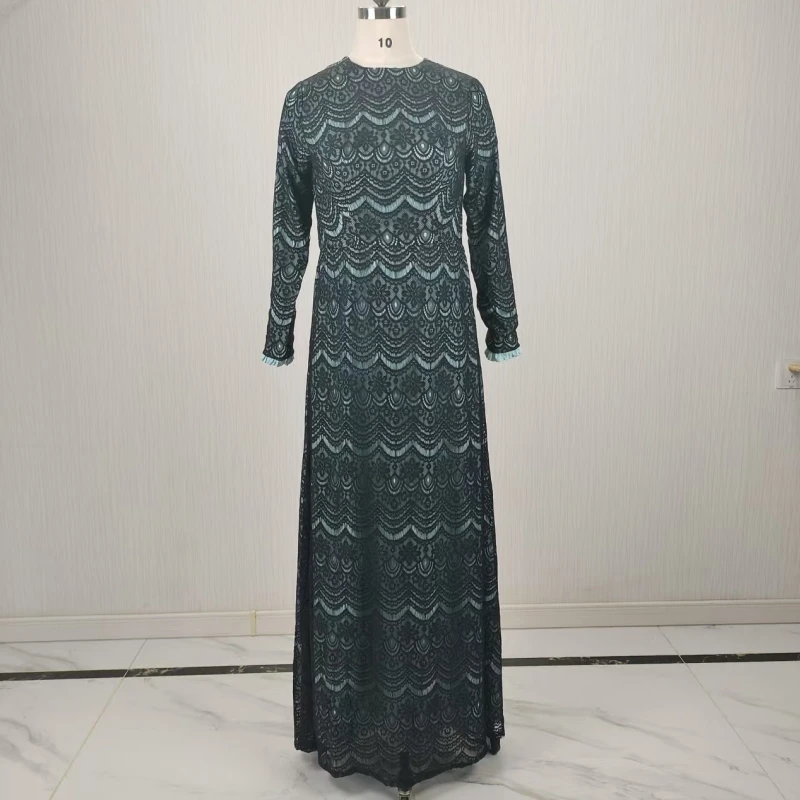 

Customized Real Photo Modest Evening Dress Black O-neck Full Sleeve Robe De Soiree A-line Floor-Length Woman Party Formal Gown