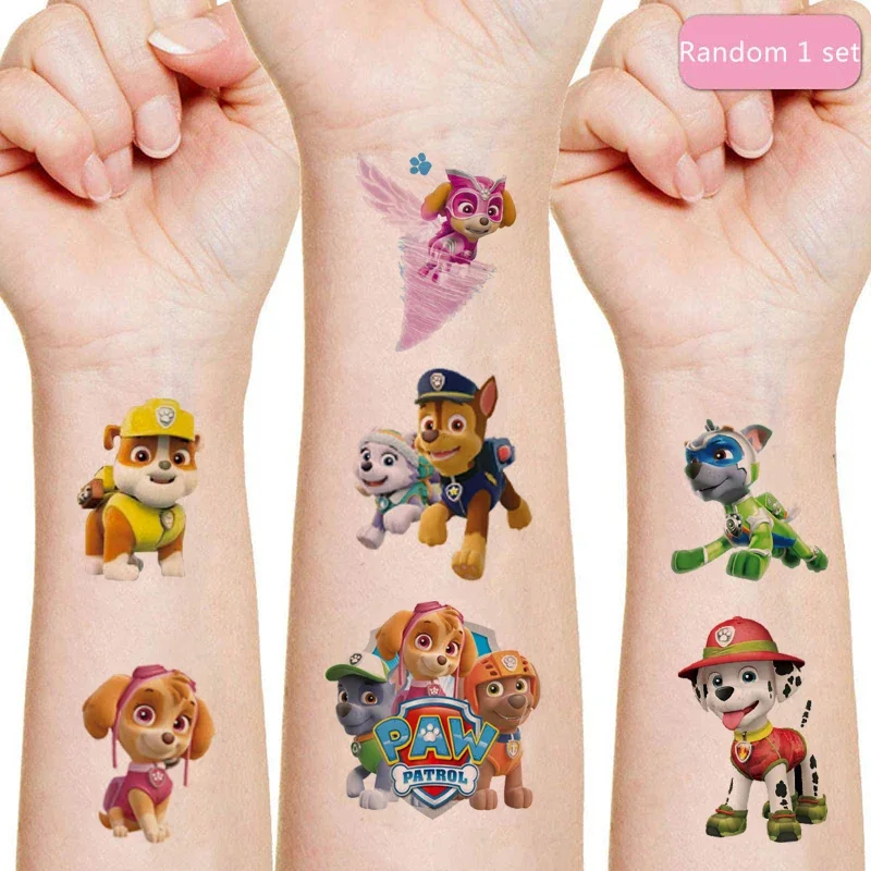 Original Paw Patrol Tattoo Sticker Puppy Toys Pat Patrouille Chase Anime Stickers Toy for Children Boys Girls Birthday Kids Gift