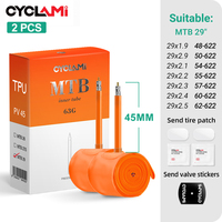 CYCLAMI Ultralight Bicycle Inner Tube 29/26/27.5 Inch MTB Bike Tube Valve Length French 45Mm 65MM for Mountain Bike TPU Tube