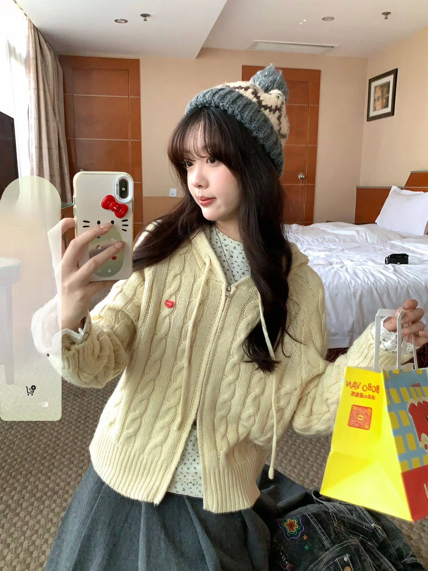 

Holli Korean Sle College Girl's Knitted Hat Sweater Double Head Zipper Long Sve Warm Cardigan Medium Thin Regular...
