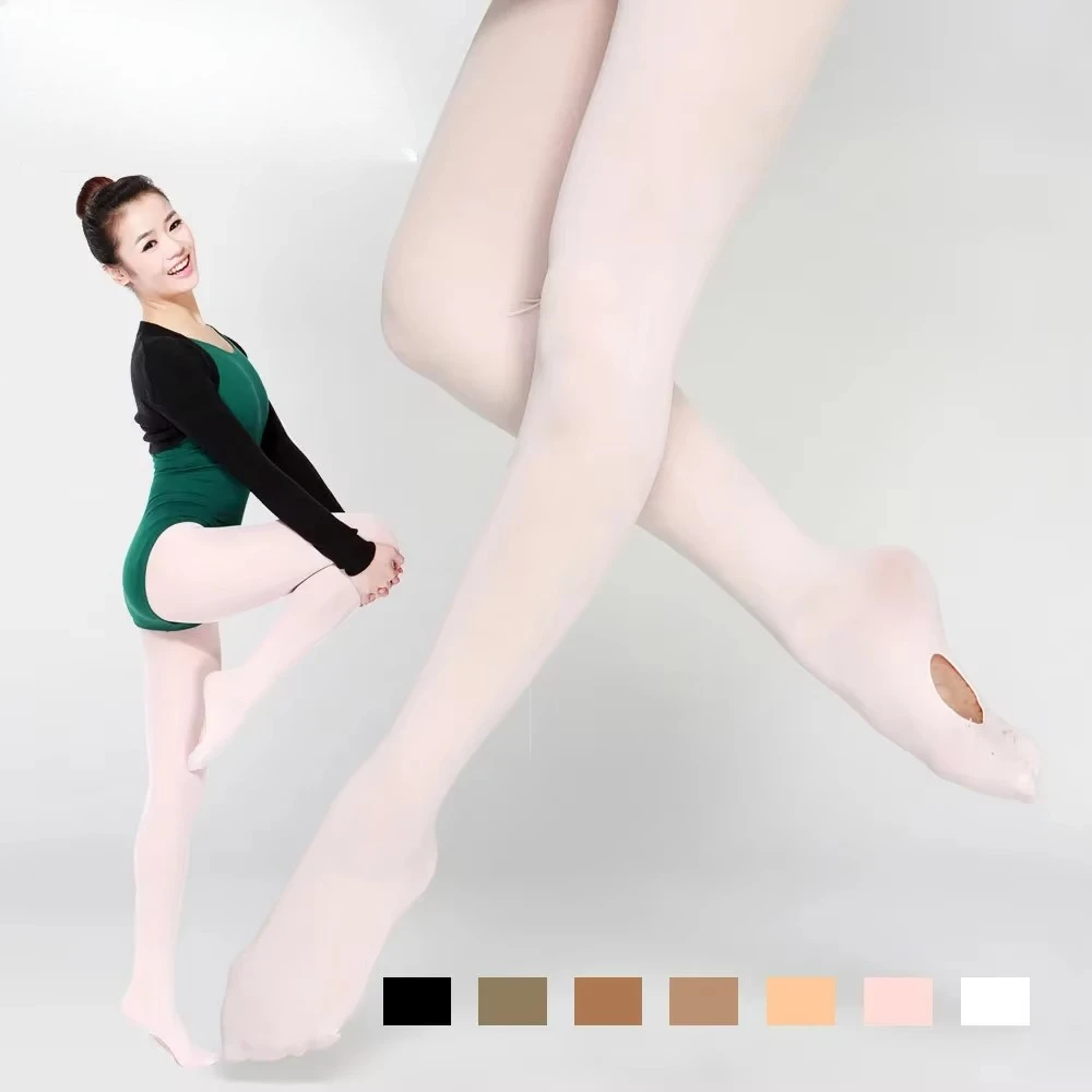 Wholesale for Sale Adult Women Pink Dancewear Soft Microfiber with Holes Convertible Dance Ballet Tights