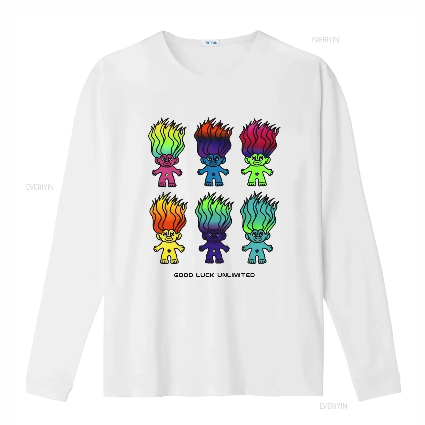 Retro 90s Colorful Neon Troll Dolls Cartoon Print Casual T Shirt vintage Washed streetwear Breathable designer clothes Slightly