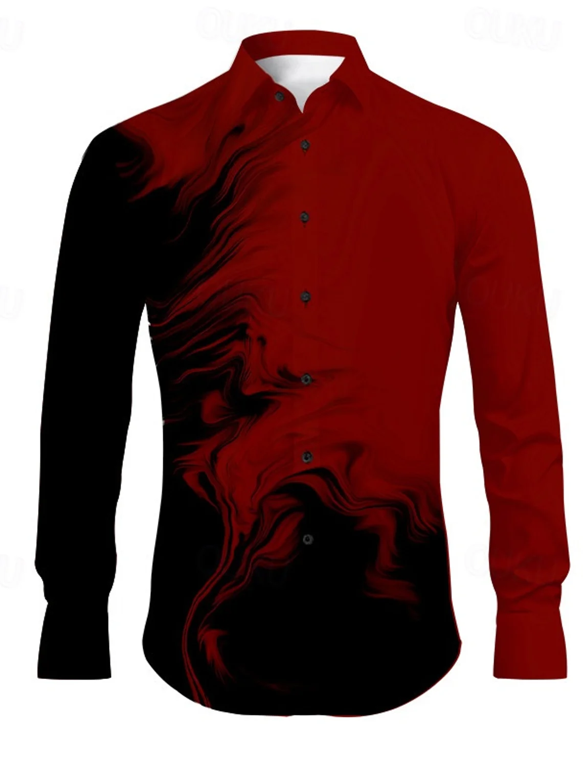

Men's red and white gradient simple shirt men's shirt daily autumn and winter tops men's fashion all-match long-sleeved shirt