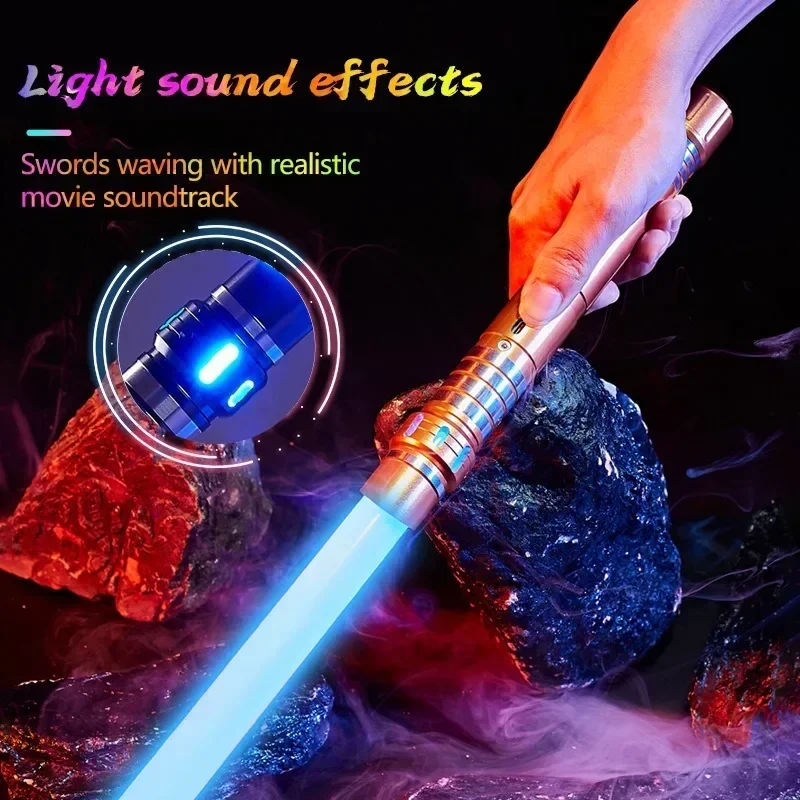 ND-Spada laser Impugnatura in metallo per duello pesante 7 colori Led Cambia Puntelli Cosplay Foc Blaster Laser 78 cm Spada per bambini Giocattoli luminosi