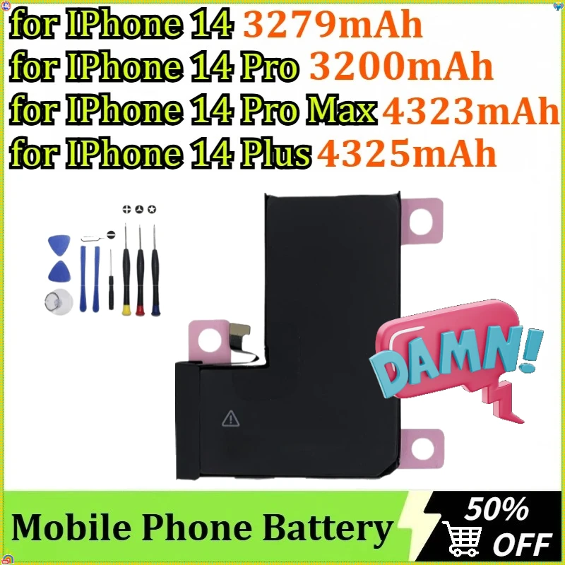

For IPhone 14/14 Pro/14 Pro Max/14 Plus Series Replacement Mobile Phone Batteries 3200/3276/4323/4325mAh + Tools