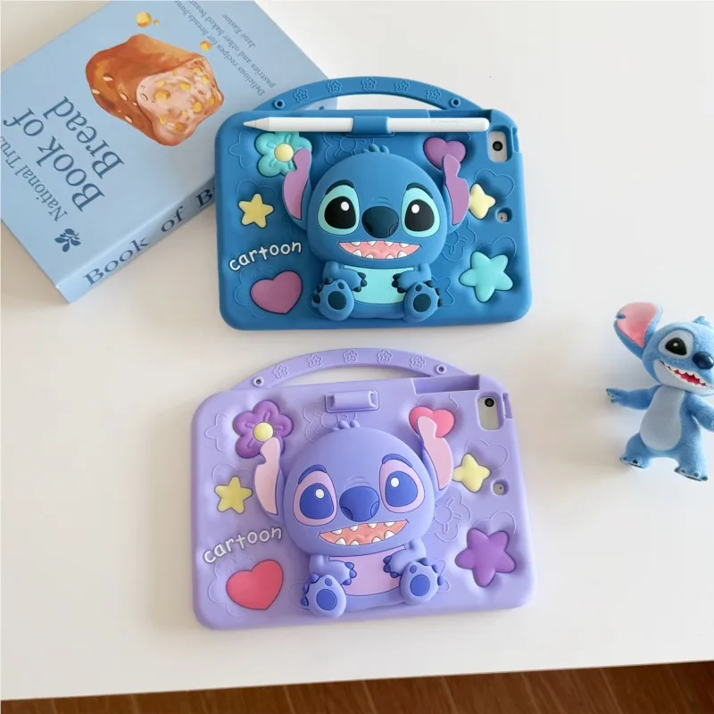 

Cute 3D Cartoon Stitch Shockproof Silicone Tablet Case With Rotating Stand Handle For Lenovo Xiaoxin pad 11inch 2024 2025 Cover