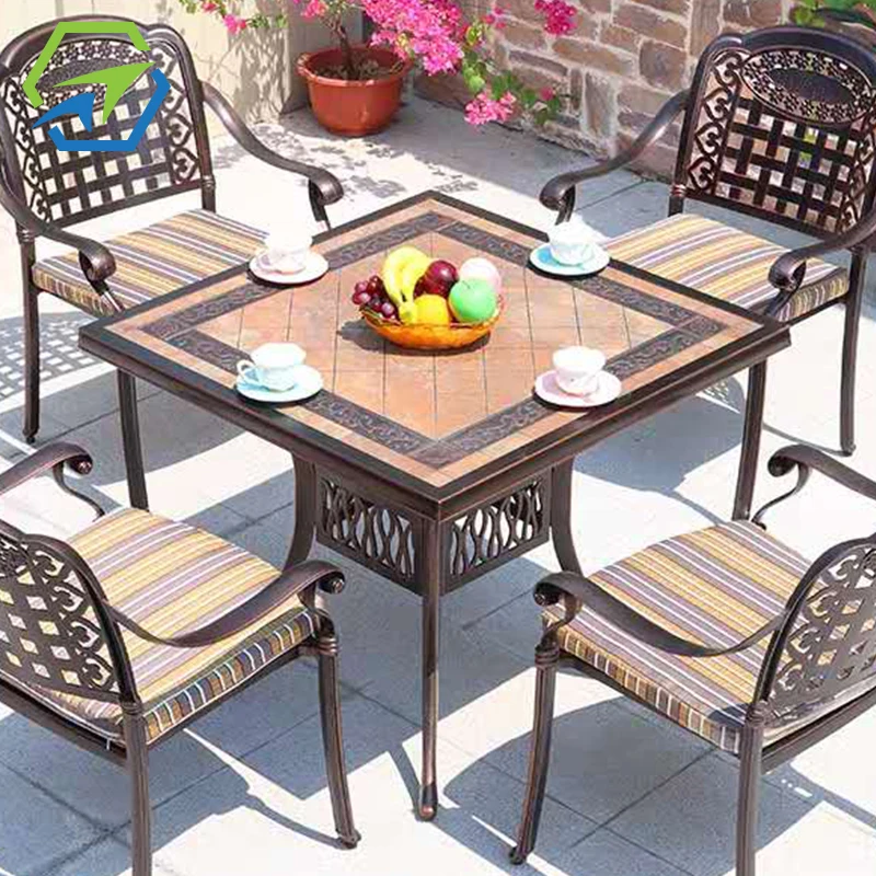 Good price outdoor patio cast aluminum furniture all weather dining die-cast garden sets coffee  chair aluminum chair