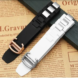 High quality silicone strap with convex 20 * 10 mm for cartier 21 Chronoscaph sports waterproof watchband W10198U2 W10197U2 belt