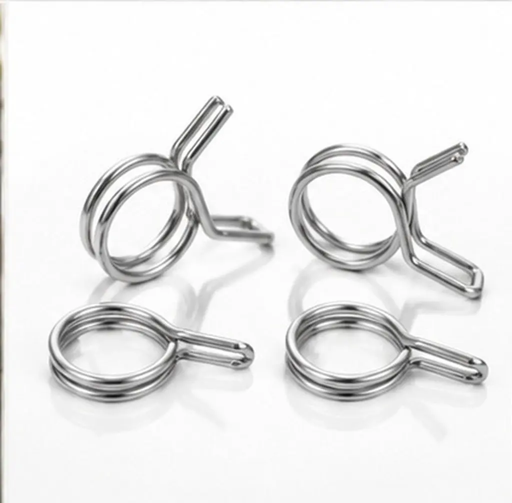 50Pcs Heavy Duty Stainless Steel Spring Hose Clamps Double Ring Design for Garden Hose Irrigation Water Pipe Air Fuel Line 8Mm