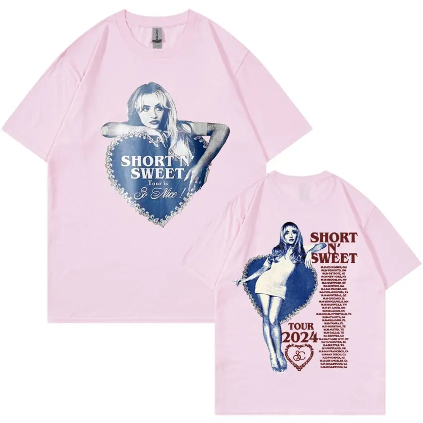 Sabrina Carpenter Short N\' Sweet Tour Double Sided Print T Shirt Men Women\'s Clothing Harajuku Aesthetic Streetwear T-shirt Tops