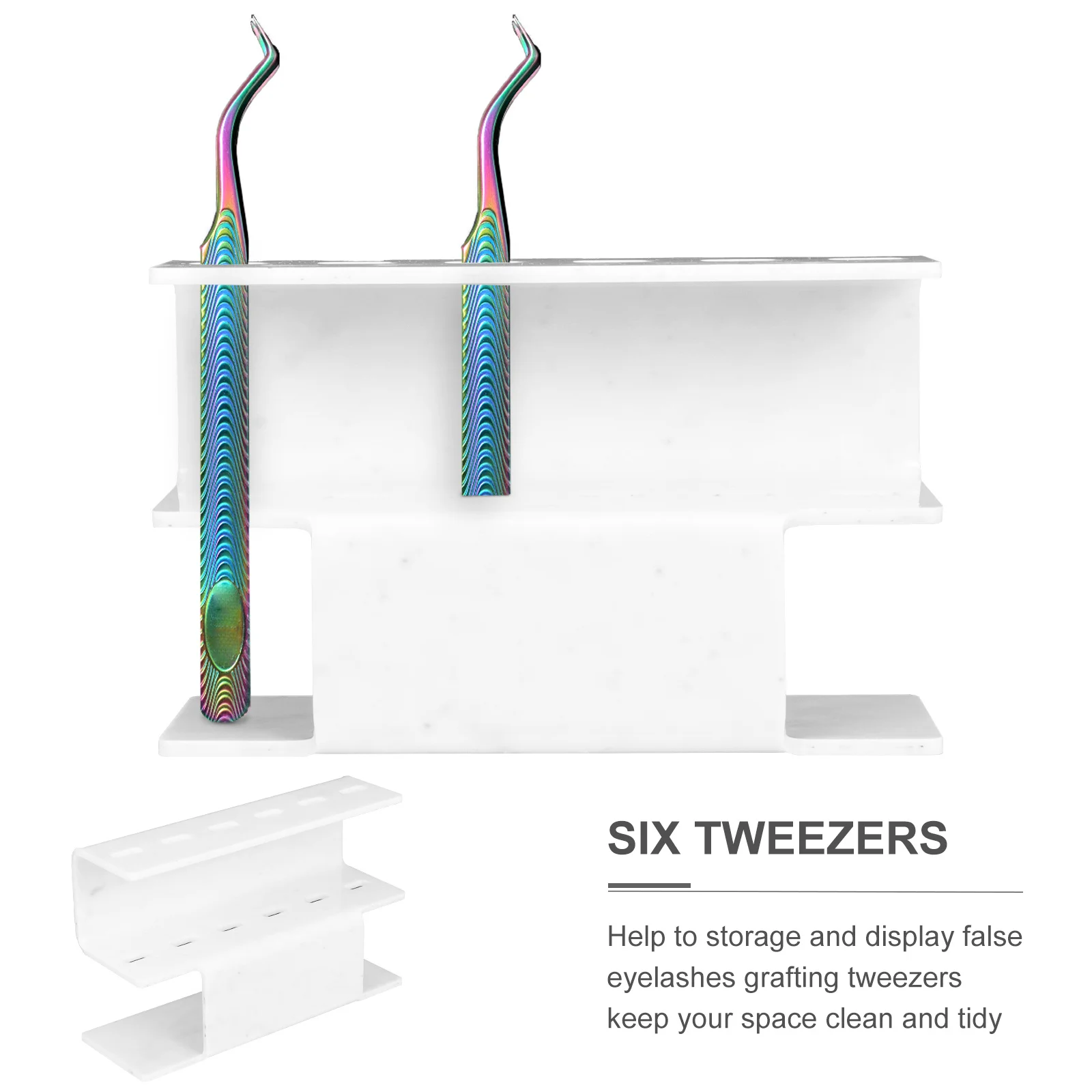 まつげエクステ用品 アクリル製ピンセット収納ホルダー 6穴オーガナイザー ディスプレイスタンド プロ用メイクツール