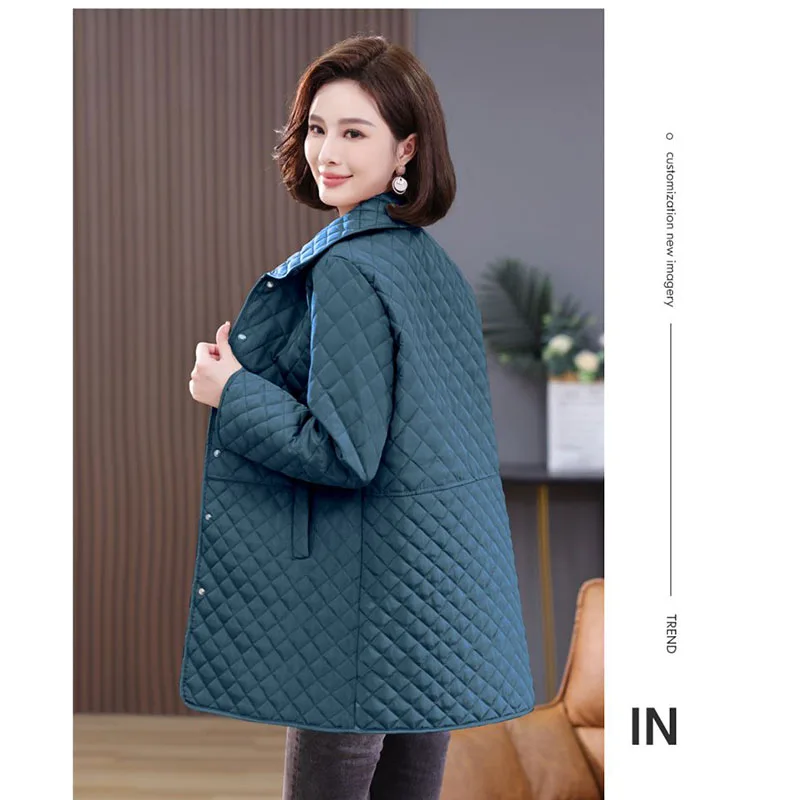 Giacca imbottita in cotone leggero casual primavera autunno nuova da donna Cappotto casual da donna imbottito in cotone scozzese con diamanti di alta qualità