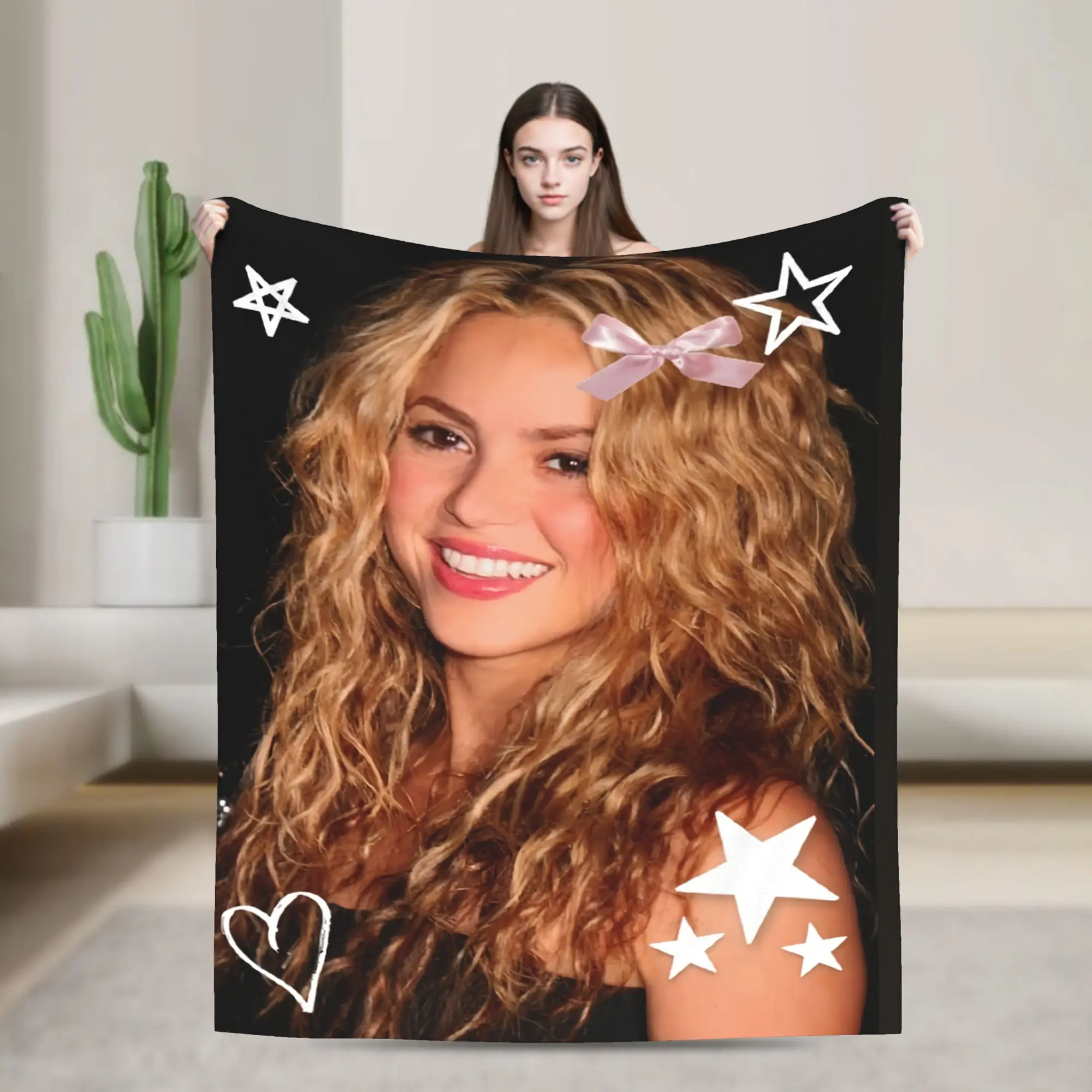 Shakira Colombian Singer Blanket Cover  Wool Throw Blanket Bedding Couch Printed Lightweight Bedspreads