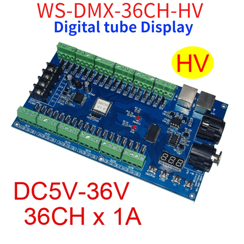 

36 Channel DMX Decoder 36CH DMX512 Dimmer 13group RGB Output,LED DMX512 Driver XRL 3pin Controller WS-DMX-36CH/HV DC5V-24 5V-36V