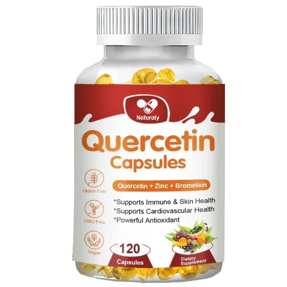 Quercetin Capsules 6-In-1 With Bromelain Vitamin C & Zinc Increases Antioxidant Balanced Immune System Vegan Supplements